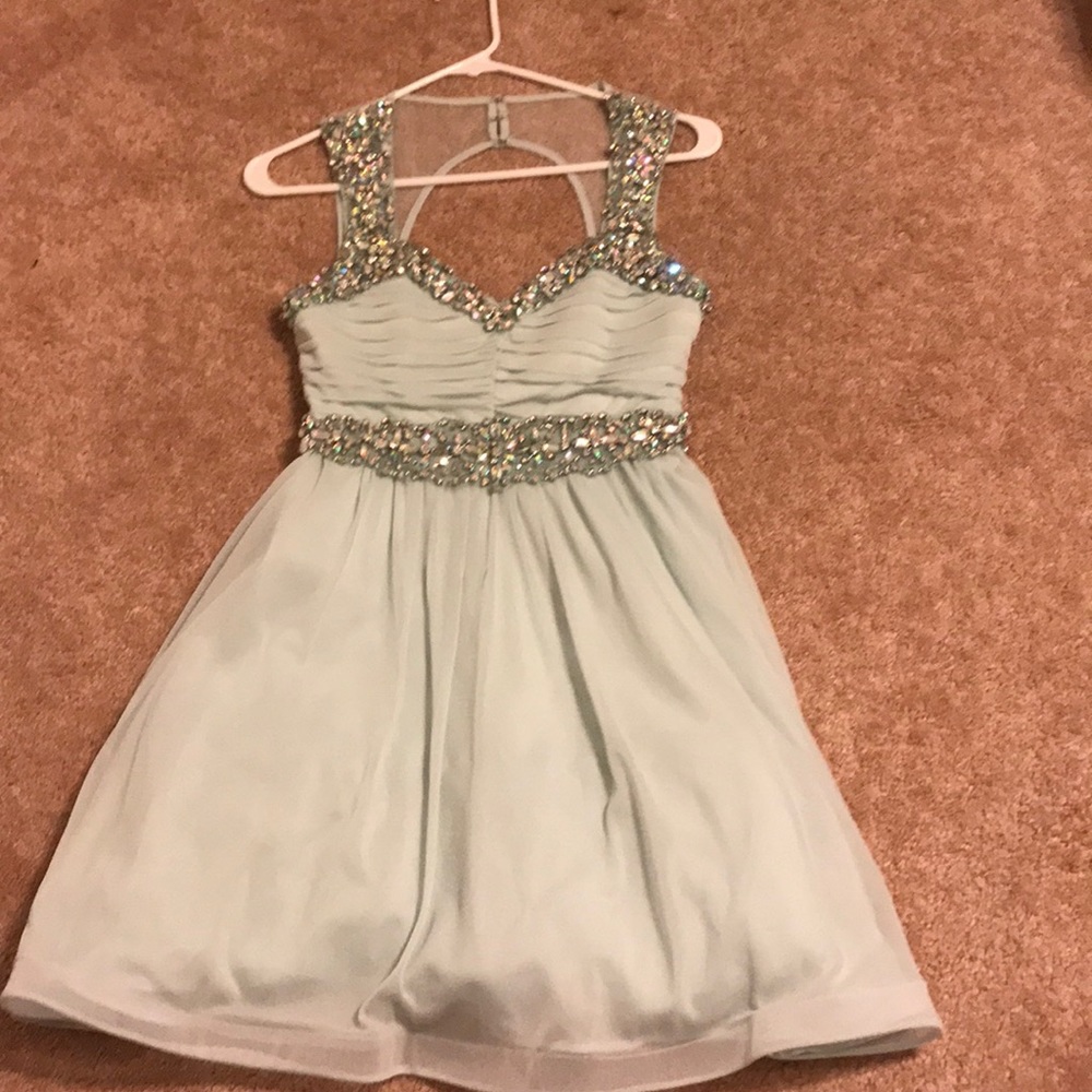 Mint green mini homecoming dress